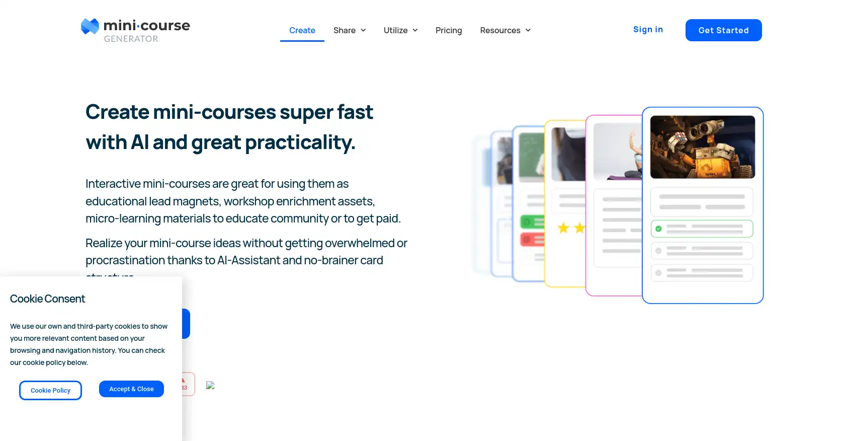 Mini Course Generator - AI tool for Course Creation, Personalized learning, Interactive content, ELearning, EdTech